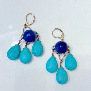 Turquoise and Blue Dangle Earrings